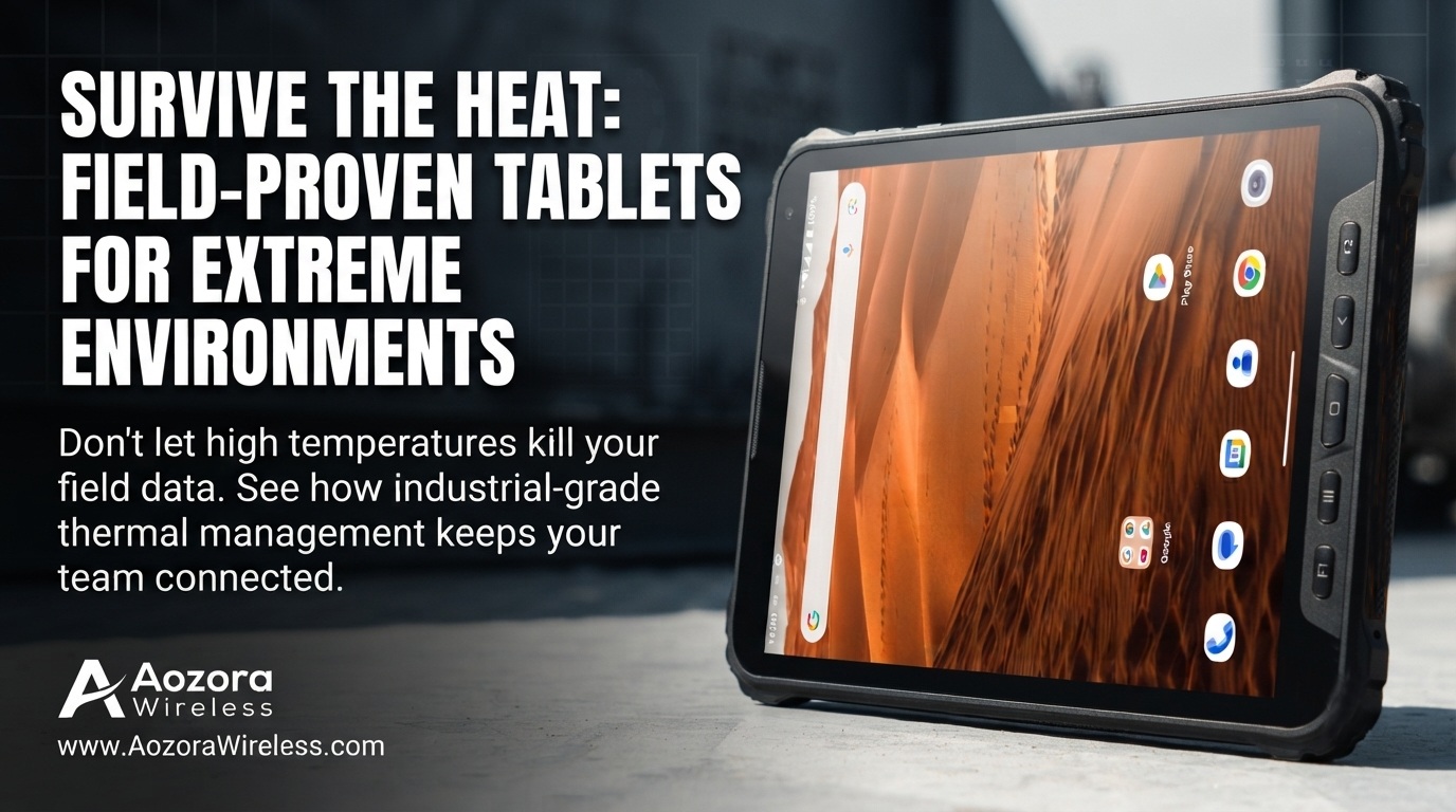 Operation manager reviewing asset lifecycle data on an Aozora K8 Active tablet-3 Betriebsleiter überprüft Asset-Lebenszyklusdaten auf einem Aozora K8 Active Tablet-3