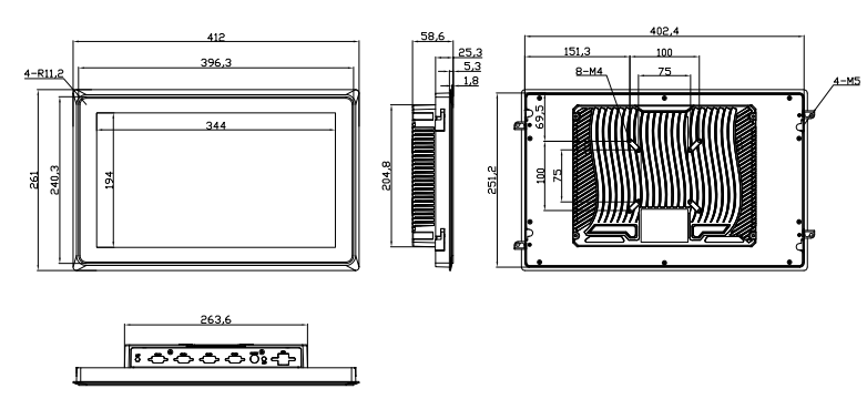 15.6' M&aacute;y t&iacute;nh đa năng kh&ocirc;ng quạt | TPRO-156, Vincanwo Group,dimension drawing.png