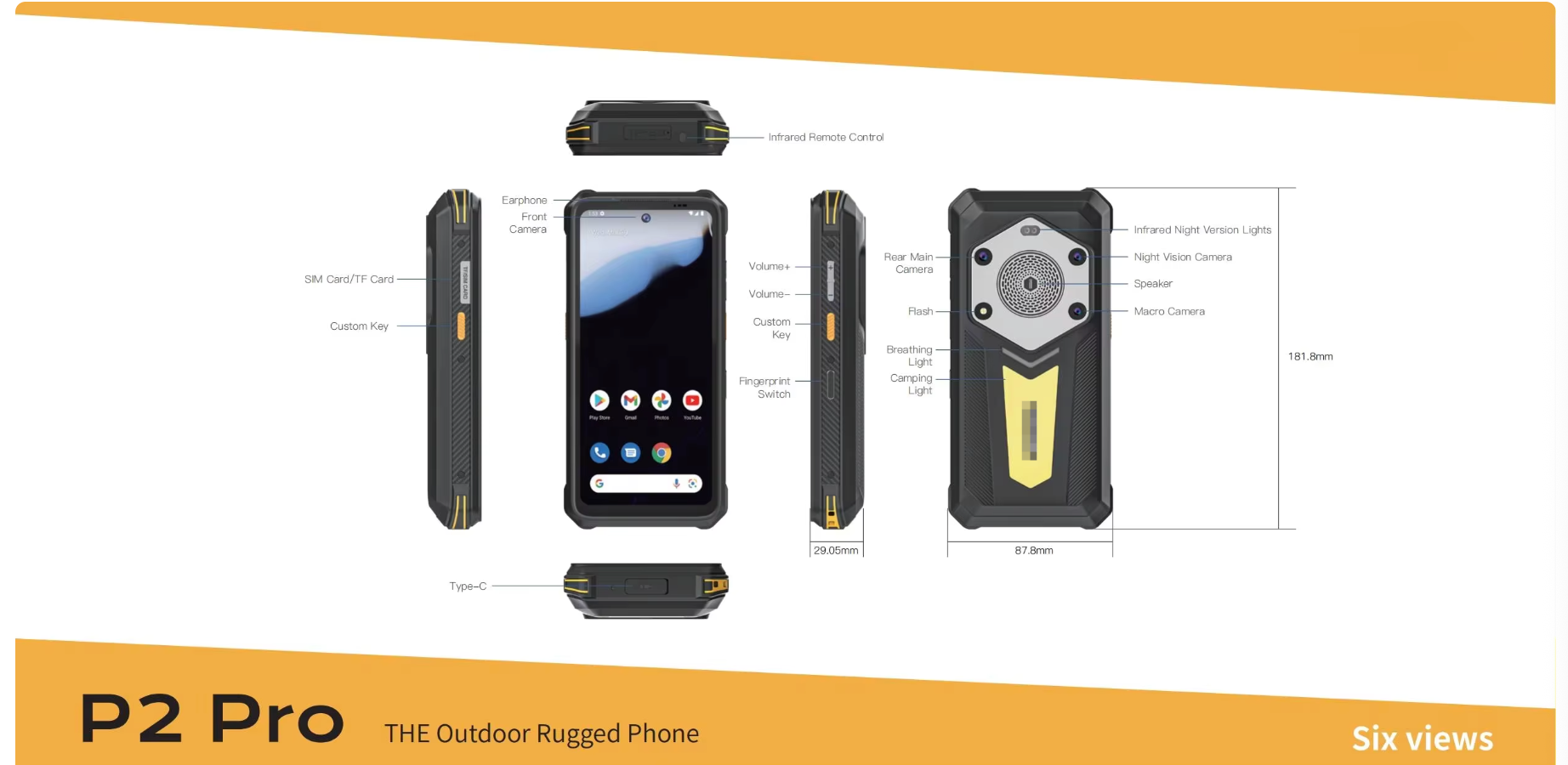 T&eacute;l&eacute;phone ext&eacute;rieur robuste de 6,78 pouces Android 14 | P2-Pro.png